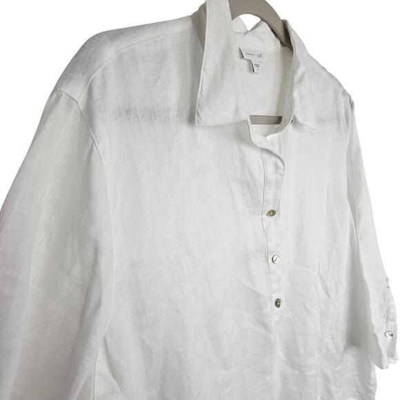 J. Jill Womens Linen Tunic Top Size L Coastal Resortwear Minimalist Travel White - Picture 5 of 10